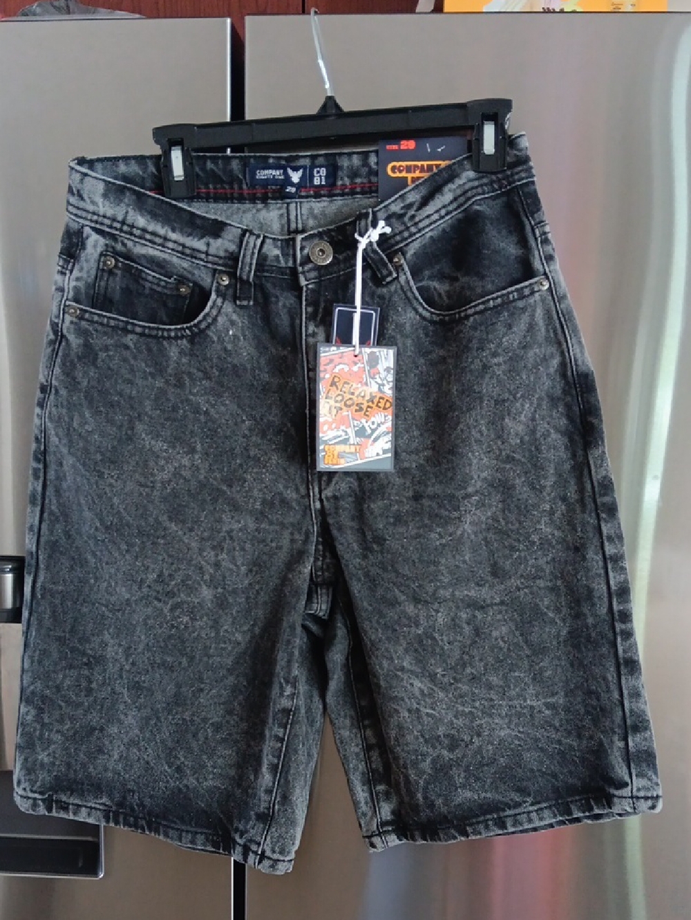 Company 81 Denim ..Acid-Wash Black Men’s Denim Shorts - Casual Five-Pocket Style